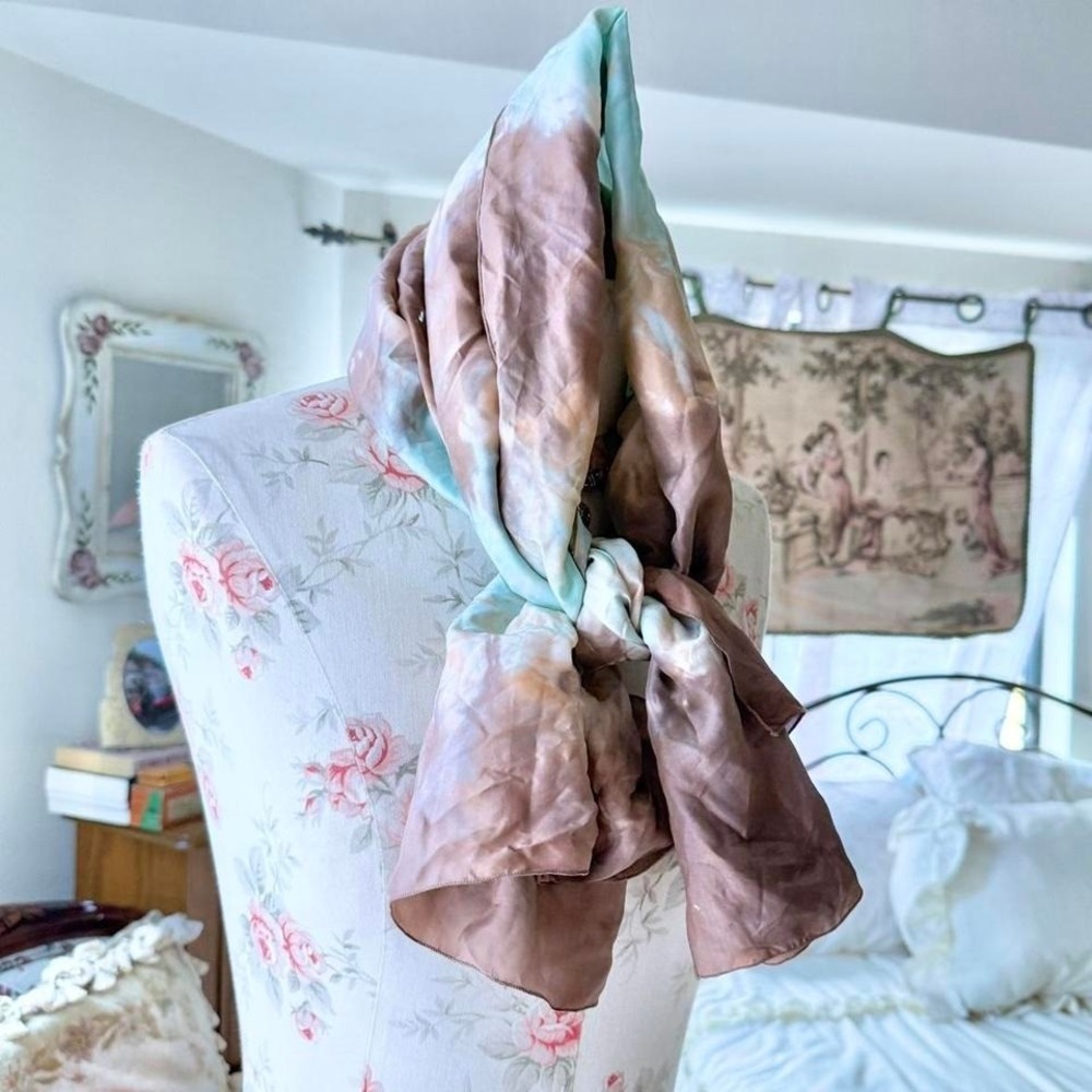 vintage blue and brown boho scarf